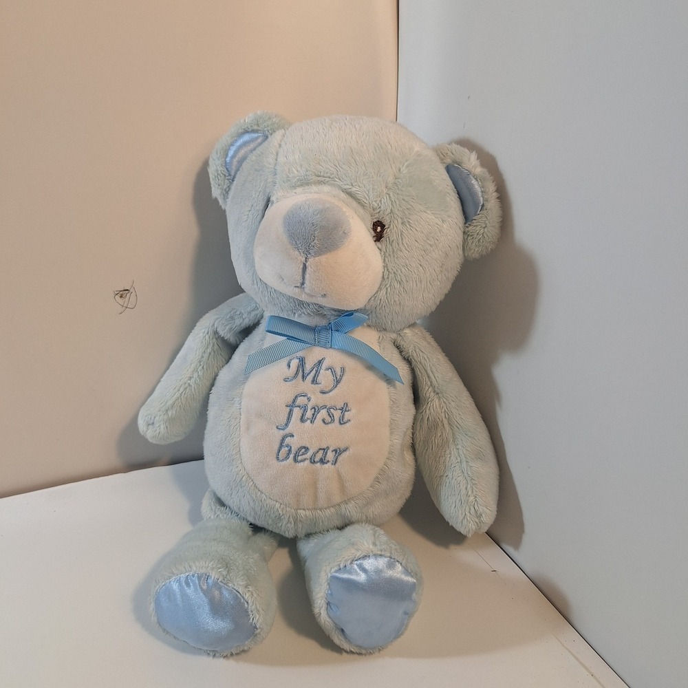 KellyToy Kelly Baby My First Bear Teddy 14" Plush Blue Rattle Stuffed Toy